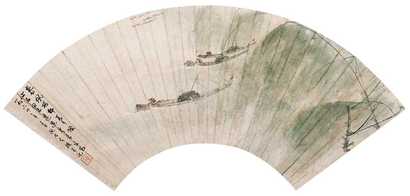 傅抱石 1924年作 春风杨柳万千条 扇面